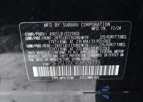 2025 Subaru Forester Premium z USA, uszkodzony, nr VIN JF2SLDDC9SH509778
